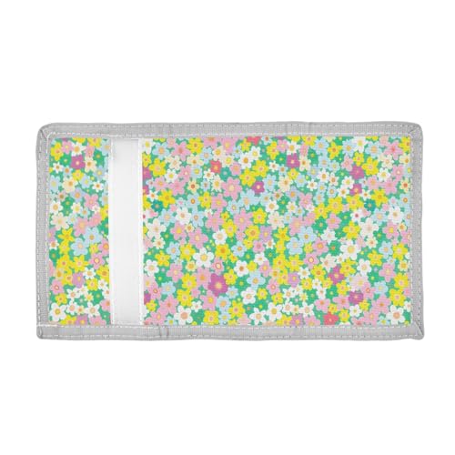 ALAZA Kids Wallets for Boys Girls Toddler Trifold Wallet Children Small Pink Green Yellow Flowers with Zipper Coin Pocket2