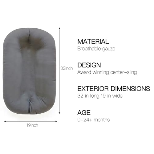 Image of Infant Support Cushion - Baby Support Cushion for Newborn, 0-24 Months, Portable Tummy Time Mat for Home and Travel, Soft Cotton, Supervised Use, Baby Essentials Gift,Grey(1 Cushion + 1 Cover)