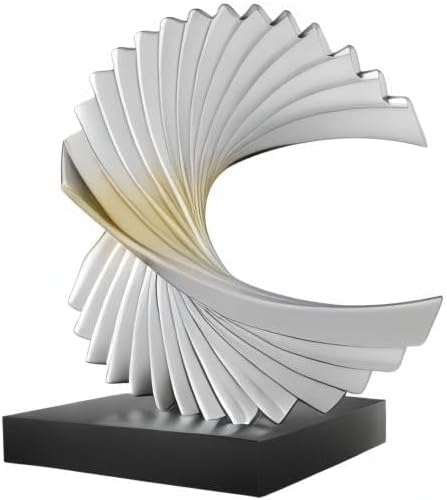 Ocean Wave Sculpture - Modern Funky Abstract Statue, Resin Wave Sea Ornament for Home Office Desk Shelf Accents (Silver) - Image 7