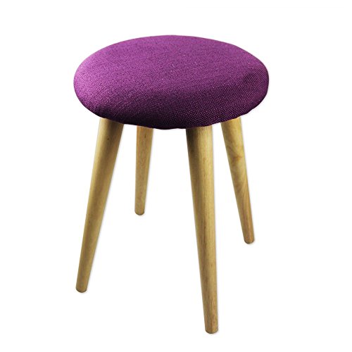 BIACCHI Tabouret N Bois avec Assise en Coton Prune Set de Quatre tabourets