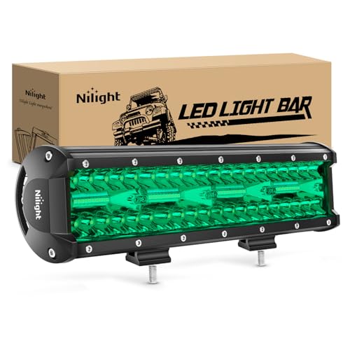 Image of Nilight 12 Inch LED Light Bar 240 W Green | Triple Row Design, Spot Flood Combo Beam Off Road Driving Fog Fishing Hunting Lighting for UTV Pick-up Van Boat Tractor