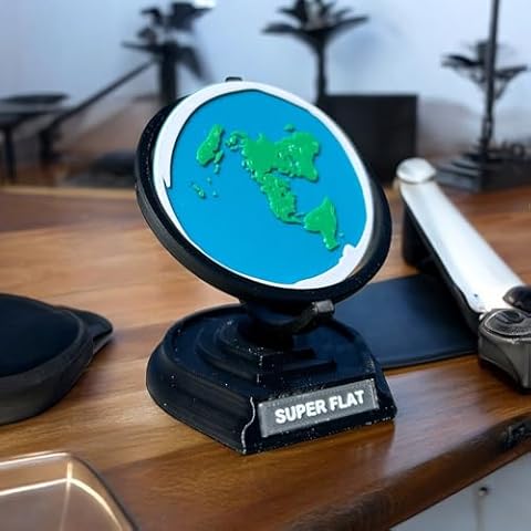 Flat Earth Globe, Fully assembled Flat Earth Model, Desktop Flat Earth Map, Gag Gifts for conspiracy theorists, Fits in hand, made in USA Cover
