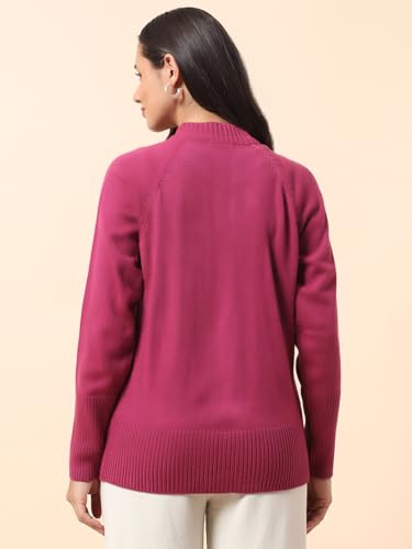 Image of Cantabil Sweater for Women l Winter Wear Acrylic Fabric Mandarin Collar Regular Fit Solid Pattern (P LSWT00178)
