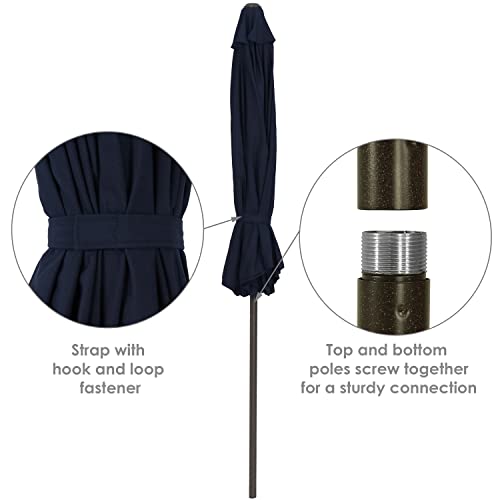 Sunnydaze Sunbrella Patio Umbrella With Auto Tilt And Crank, 9 Foot Outdoor Market Umbrella, Rust Resistant Aluminum, Sunbrella Navy Blue #TOP6