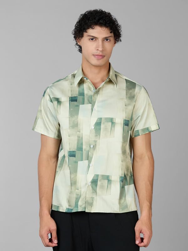 Image of MARK & ALBERT Men's 100% Cotton Printed Half Sleeves Regular Fit Shirt for Men