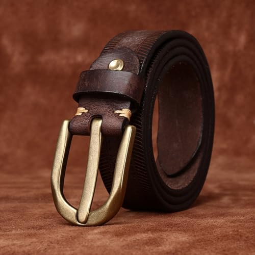 Men's Women's 1.5" Wide Embossed Belt with Heavy Duty Solid Brass Buckle -Vintage Waist Strap for Jeans and Pants4