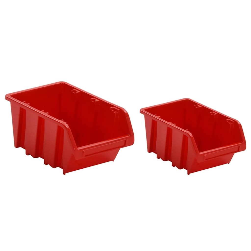 Wandregal 30-tlg. Stapelboxen, Werkzeugwand, Polypropylen, Rot