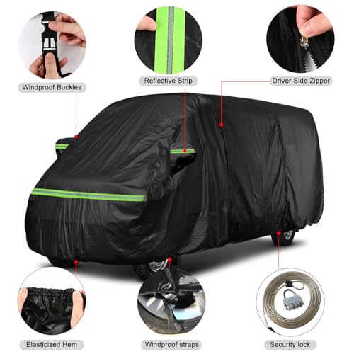 Image of Federedevo Waterproof Full Van Cover for Ram ProMaster High Roof 264 inch L | Fits 159 inch WB Extended Van, 264x84x100in, Waterproof All Weather Shield