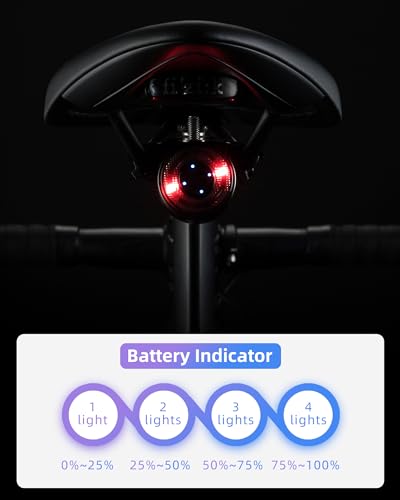 ROCKBROS Luz traseira de bicicleta, luz traseira para bicicleta, 5 modos, recarregável tipo C, leve,