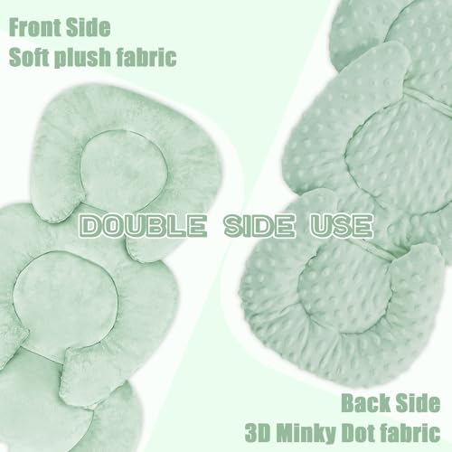 Image of GFU Infant Car Seat Insert Head and Body Support, Reversible Newborn Insert for Carseat with Strap Pads, Soft Stroller Cushion Pillow Insert for Boys and Girls, Fits for Stroller, Swing, Green