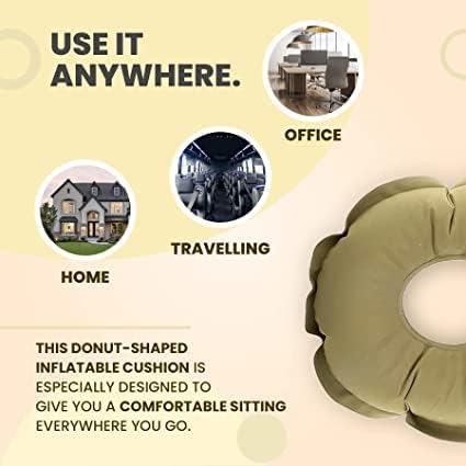 Image of Cotion air Cushion (50 cm) Inflatable Donut Seat Cushion for Haemorrhoids Piles Fistula Postpartum Post Surgery Air Donut Pillow for Tailbone Pain Relief