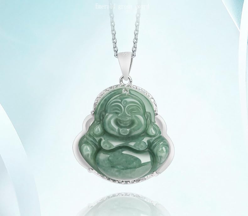 Elegant Natural Jade Necklace with Laughing Buddha Maitreya Pendant - A Symbol of Prosperity & Contentment - The Perfect Accessory for Spiritual Connection4