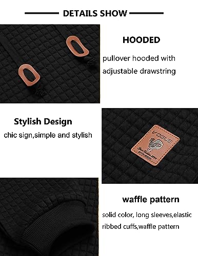 Coofandy XZ-JM-009_B_M Men'S Black Casual Hoodies Knitted Sweatshirt Hipster Gym Long Sleeve Solid Hooded Sweater Fashion Drawstring Pullover thumb #3