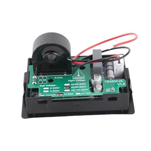 Image of Digital Voltmeter with LED Red and Green Display - 2-in-1 AC Voltage and Amp Meter for 60-500V AC, 0-50A Panel Meter for Voltage and Current Testing
