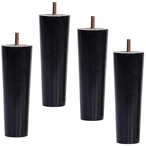 4-piece solid wood sofa cabinet legs, tapered replacement furniture feet, black replaceable heavy duty table legs, natural wood, for bed/desk/sofa,Straight-15cm/6in Cover