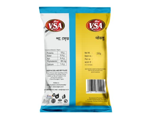 Image of VSA NATURALS POSTU Poppy Seeds Khus Khus Indian Posto Dana Khas Khas 250GM | Premium Creamy White Seeds | Pure Natural Non GMO No Preservatives | Ideal for Curries Stews Laddoos Baking Desserts