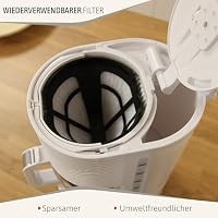 briebe Elegance Filterkaffeemaschine mit Glaskanne 10 Tassen, Tropfkaffeemaschine, Mehrweg-Dauer Filter, Warmhaltefunktion, Anti-Tropf-System 1,25L, Weiß – Ansicht 4