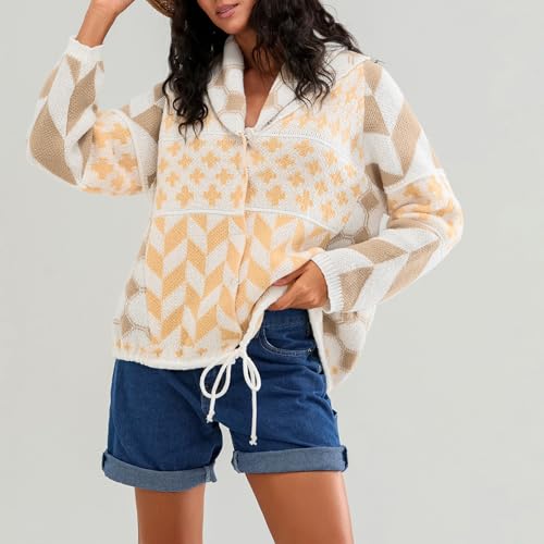 Image of Cardigan Sweaters for Women Button Down Shawl Collar Oversized Sweater Coats Y2k Print Cardigans Fall Fashion