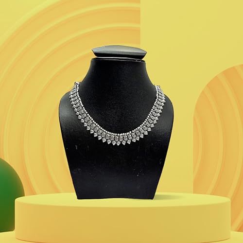 athizay Collar Necklaces Indian Hasli Ethnic silver Jewelry oxidised for women traditional Jewellery antique texture Metal Necklace2