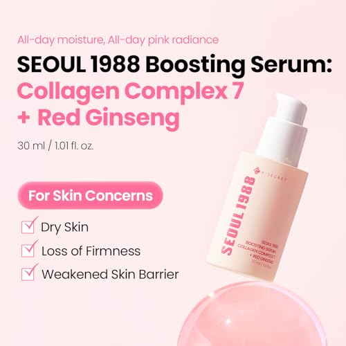 Image of K-SECRET SEOUL 1988 Collagen Boosting Serum | Deeply Hydrating Serum with 7-Type Collagen Complex, Niacinamide, Ceramide NP, and Red Ginseng | Korean Skincare, 30ml / 1.01 fl oz