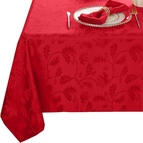 MATIRUG Christmas Tablecloth Rectangle 52x70,Wrinkle Free,Spillproof Winter Jacquard Table Cloth for Xmas New Year Holiday Dinner,Red