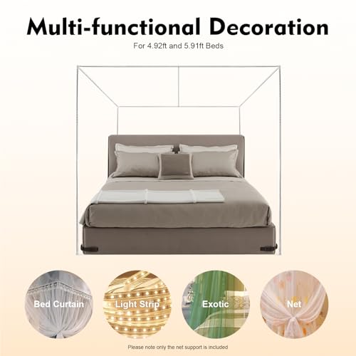 Image of Adjustable Stainless Steel Mosquito Net Bracket for Double Bed - Modern Bed Canopy Frame, Heavy-Duty Mosquito Net Support Stand