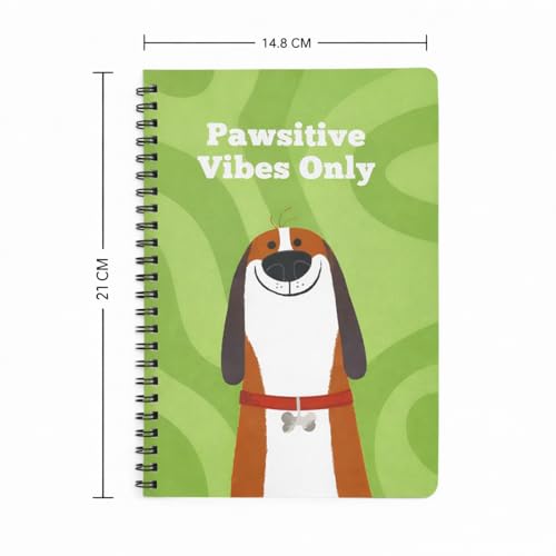 Image of PAPBOO A5 Handy, Pawsitivity, Easy to Carry Spiral Wiro Notebook : 100 GSM Natural Shade Paper, Dot Grid, 120 Pages, Journal, Diary, Gift