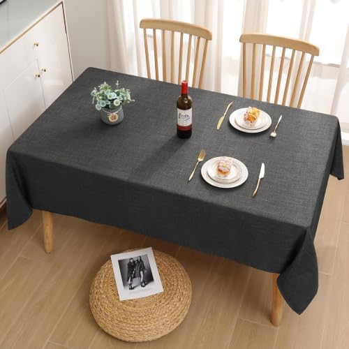 Smiry Leinenoptik Tischdecke Eckig 140 x 200 cm Dunkelgrau – Ansicht 2