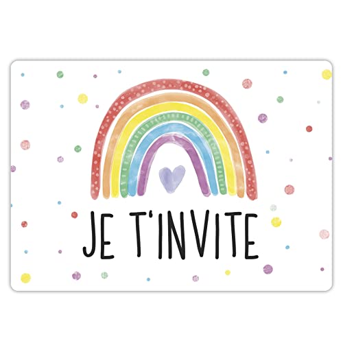 12 cartes d'invitation pour un anniversaire d'enfant avec pochettes d'envoi personnalisées - Invitation colorée pour une fête d'anniversaire - Invitation...