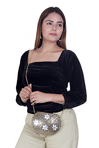 Image of Shakuntala Vintage Clutch - Metal Mosaic Stone & Shell Design Purse - Handmade Women's Handbag