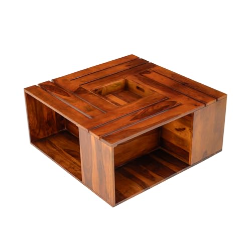 Image of Wakefit Laurina Sheesham Wood Coffee Table - Natural Finish