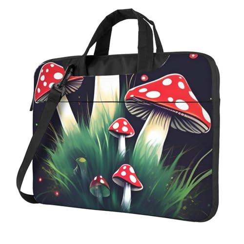 Sacoche ordinateur portable 14 pouces noire housse bandoulière champignons magiques