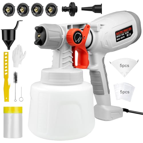 Paint Sprayer, 1400ML Electric Paint Sprayer with 4 Nozzles& 3 Patterns, Ultra-Light HVLP Spray Gun with Complete Set of Tools for House Painting, Furniture, Cabinets, Car Painting, DIY Projects