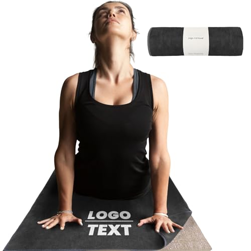 Muka Custom Yoga Mat Towel Non-Slip, Absorbent Gym Terry Towel Black for Hot Yoga Heat Transfer & Embroidery
