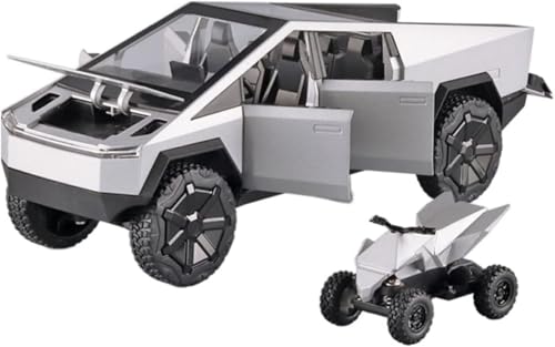 Image of Play Boy 1:24 Big T Cybertruck Model Diecast Metal Alloy Pullback Toy Vehicle with Openable Doors Light and Music Car for Kids (Multicolor)