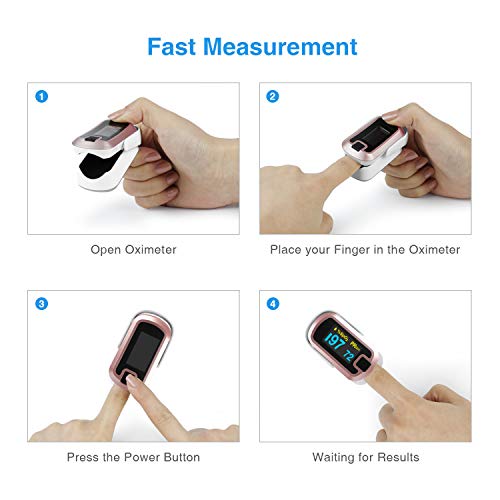 Image of Pulse Oximeter Fingertip, Blood Oxygen Saturation Monitor (SpO2) with Rate Measurements and Waveform Graph, Portable Digital Reading OLED Display, Batteries Lanyard and Carry Case Included