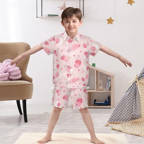 Image of Sunflower Floral Yellow Black Short Sleeve Hawaiian Button Down Shirts and Short Sets for Boys Toddler Summer Outfits