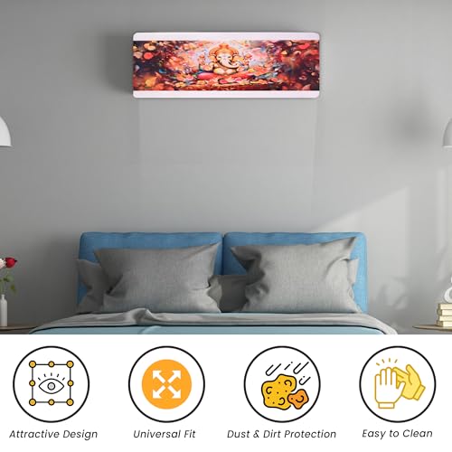 Image of Printed Split Ac Cover Indoor Unit For 1.5 Ton Capacity AC, Inner Unit Ac Cover, All Weather Cover /Attractive Digital Prints /Dustproof /Silken water-resistant Split Ac Cover (Multi Red)