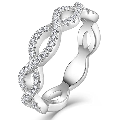 Fahonie Infinity Ring 925 Sterling Silver cut 5A Cubic Zirconia CZ Statement Ring Promise Ring for Women