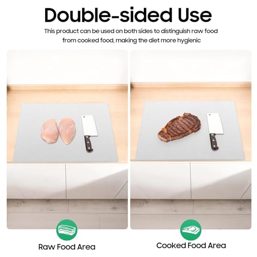 Tabla de cortar de acero inoxidable, 70 cm x 50 cm con doble uso reversible para cortar vegetales, frutas, carnes y pan miniatura 6