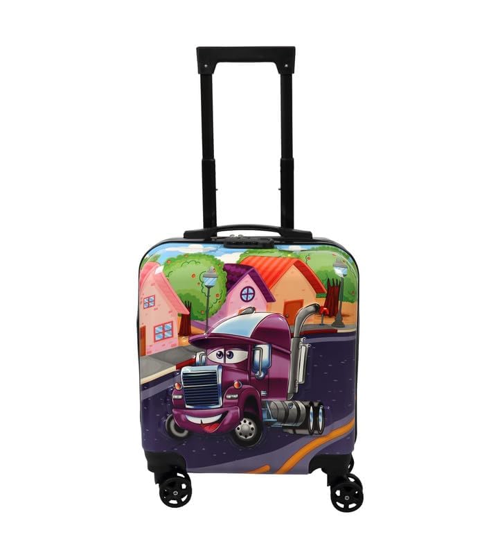 Image of Kids Travel Trolley Bag - Frozen Pink Theme | 4 Wheels, Hard Polycarbonate Suitcase with 360 Rotation | Lightweight, Durable Cabin Luggage for School & Vacation Trips (Purple)