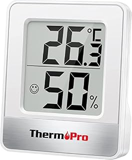 ThermoPro TP49 cyfrowy mini termometr z funkcją higrometru, pomiar temperatury i wilgotności powietrza w pomieszczeniu ze wskaźnikiem smiley do kontroli klimatu w pomieszczeniu, biały