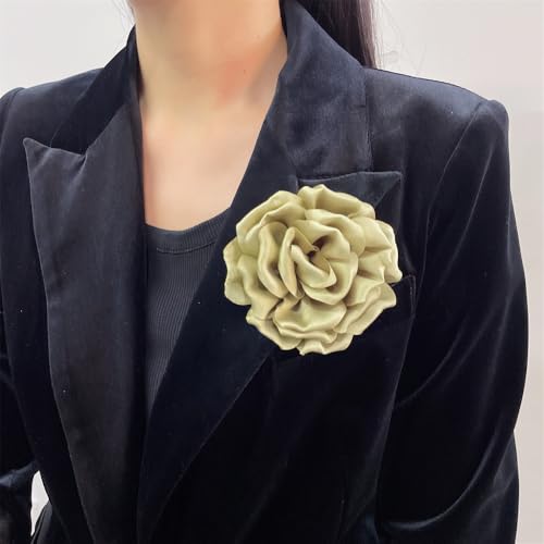 Image of Dainty Peony Rose Flower Brooches Lapel Pins Delicate Elegant Fabric Flowers Brooch Pin for Women Flower Corsage for Wedding Party Accessories Jewelry Gifts100mm