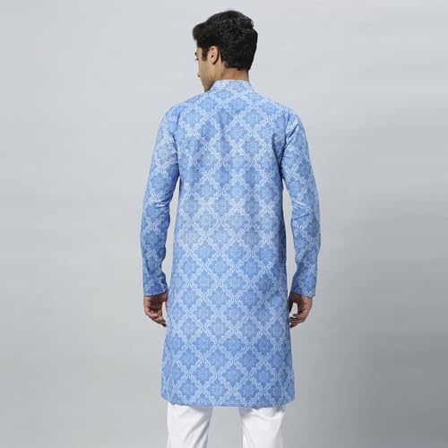 Image of GLOBALRANG Men's Ethnic Motif Printed Regular Long Full Sleeves Kurta