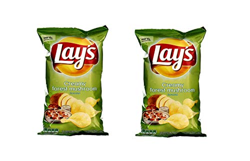 LAY'S Patatas fritas (crema agria y sabor a champiñones), 140 g - Pack de 2