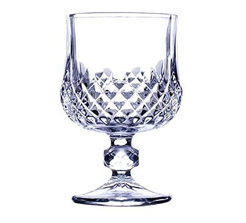 Reflector Classic Red Wine Glasses Set Crystal Cut Design with Shining Glass for Various Drinks (Transparent_200ml), Set of - 6