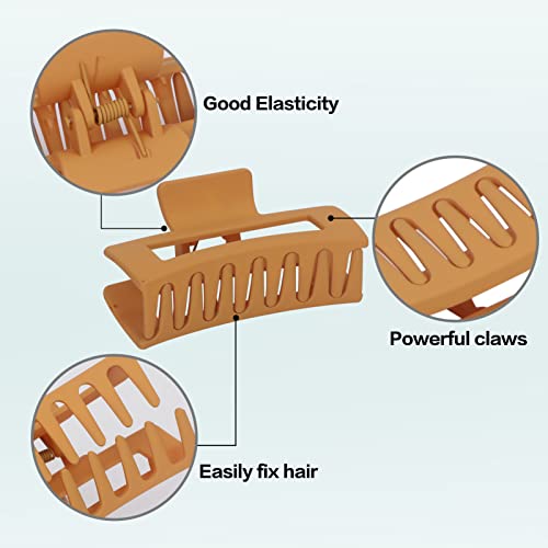 Unaone 4 Pcs Hair Claw Clips For Women, 3.5 Inch Matte Big Claw Clips Strong Hold Non-Slip Barrettes Rectangular Hair Clips For Long Thin Thick Hair #TOP2