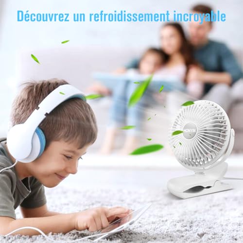HONYIN Mini Ventilateur à Pince, 720 Rotation° Clip & Table Ventilateur – vue 5