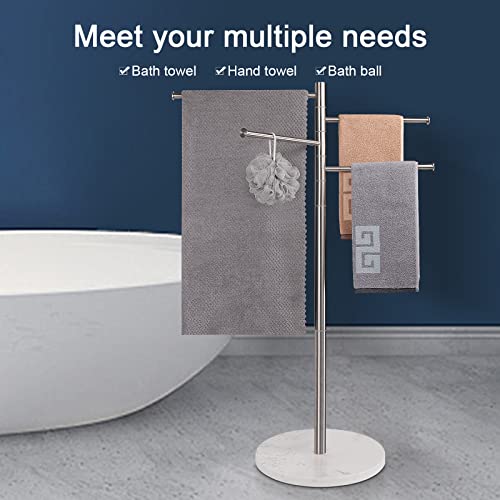 Nearmoon 42 Inch Freestanding Swivel Towel Rack With Heavy Marble Base, Rustproof Sus 304 Stainless Steel Swing Out Towel Bar With 4 Arms, Towel Holder For Bathroom Bedroom (Brushed Nickel) #TOP6