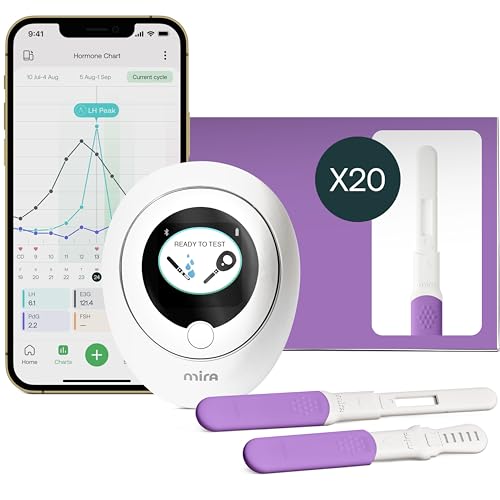 Mira Fertility MAX Ovulation Predictor Kit for Women with 20 Ovulation Test Sticks Digital Ovulation Tracker & Easy to Use Mira App Monitor PdG LH & E3G at Home Individual Ovulation Test Strips